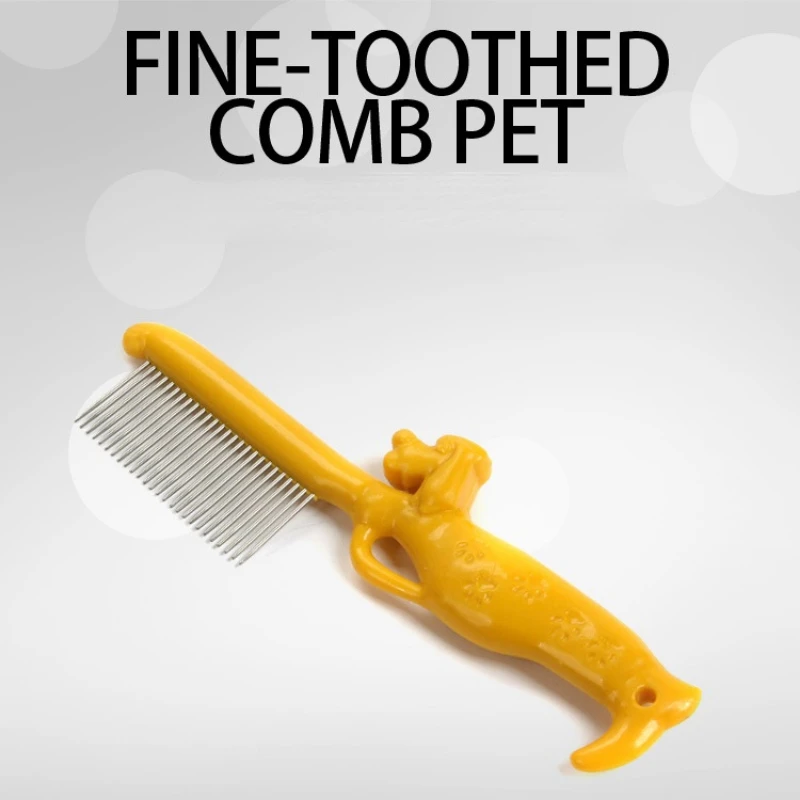 

New Pet hair tools Stainless steel dog grooming fine-toothed combs mini pet accessories Yellow cat comb pet hair remover