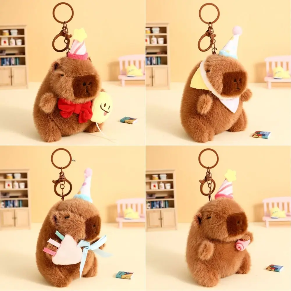 Pendentif en peluche Capybara Kawaii, Cosplay, sac à dos de 14cm, chapeau à breloques, poisson-pierre, jouet en peluche, accessoire de sac