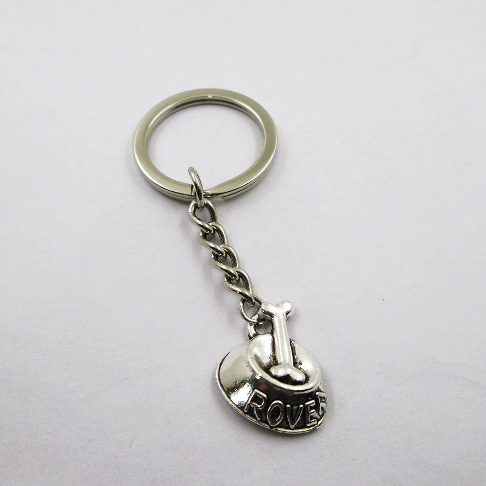 3pcs/lot Antique silver 18*21mm 2.1g Dog Bowl Rover charm  keyring best frined,birthday  present ,pendant keychain