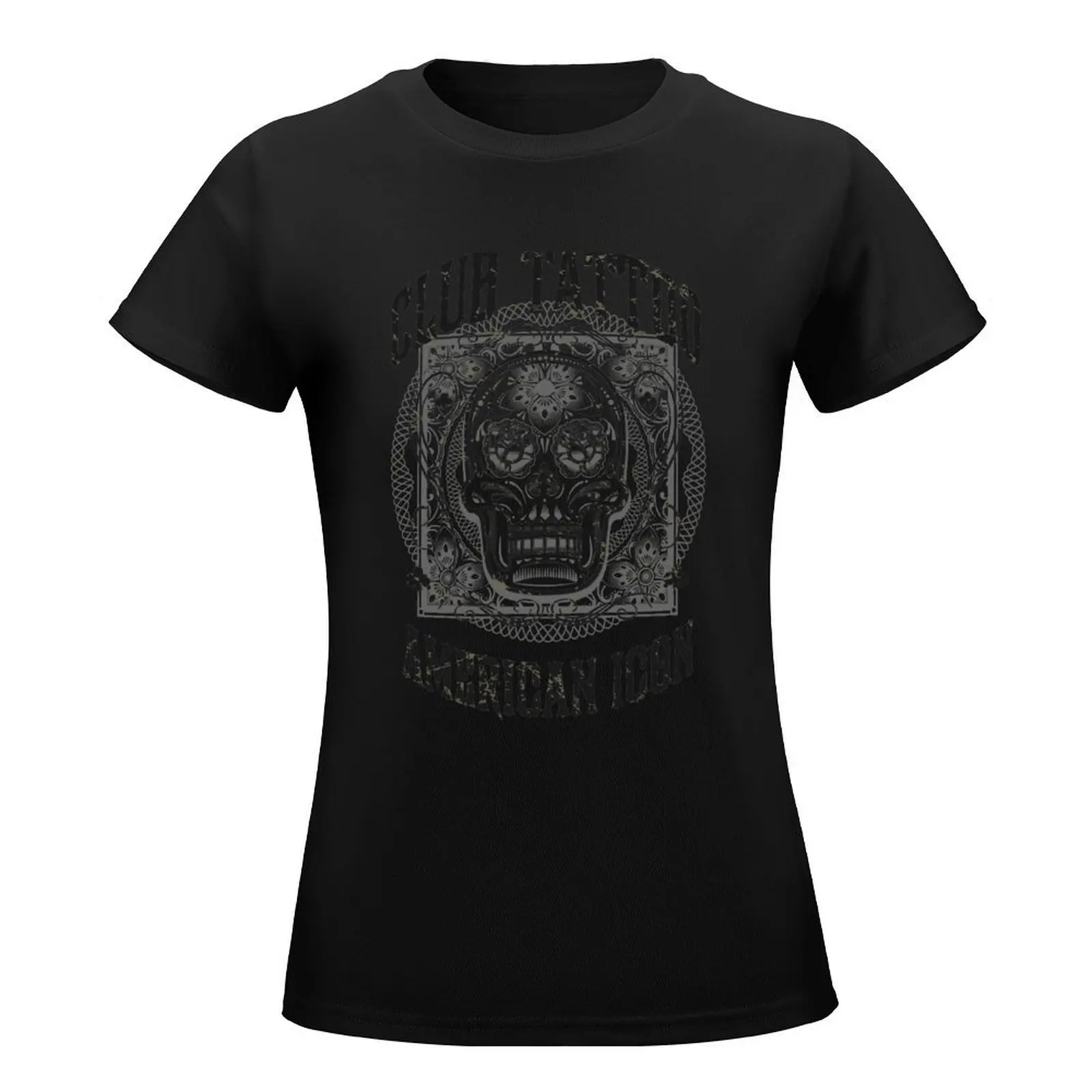 Club Tattoo American Icon Skull T-Shirt tops oversized t shirt dress Women