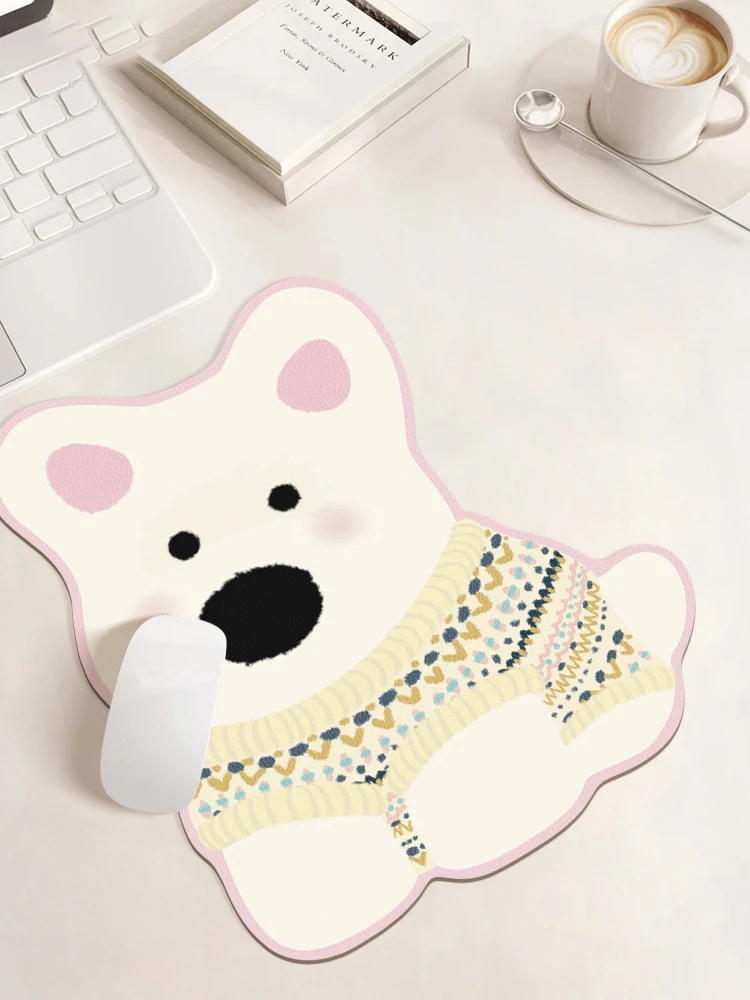 

Cute Cat Illustration Alien Leather Pad Small Mouse Pad for Girls Office Desktop Home Waterproof Mouse Pad