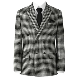 Plaid Blazer 2024 for Men 1 PCS Suit Jacket with Side Slit Slim Fit Houndstooth Checked Casual Coat 2024 Wedding（Only Coat）