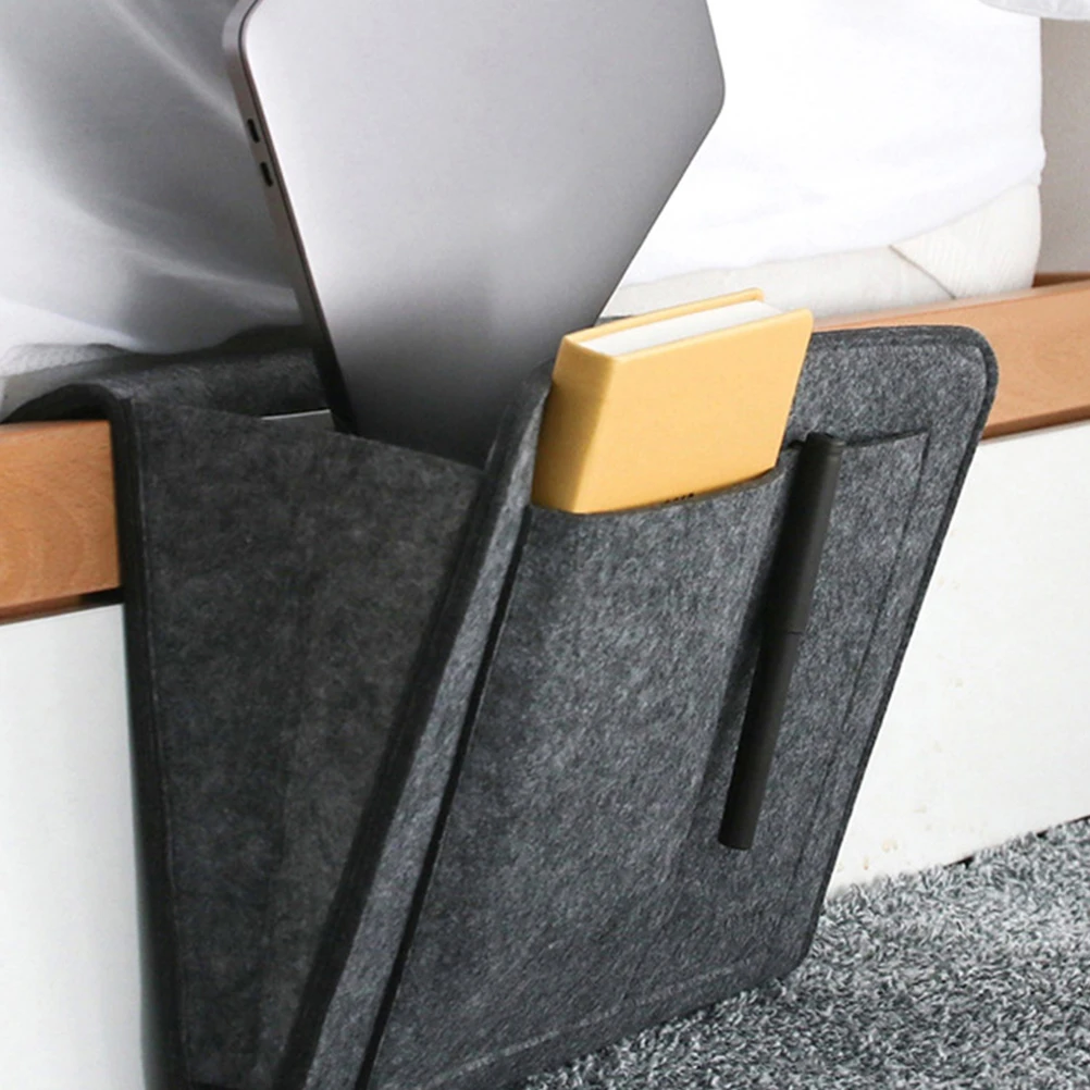 

2pcs Felt Sofa Storage Bag Bedside Organizer Multi Compartment Large Capacity Home Bedroom Pouch Hanger Holder