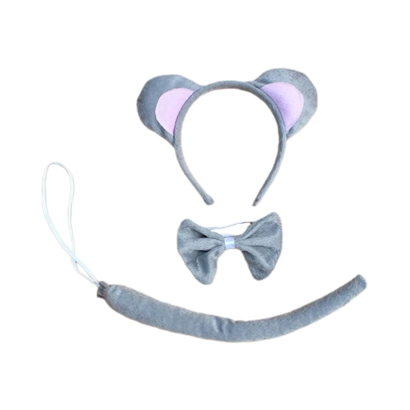 

3Pcs/set Child Adult Animal Costume Sets Cute Mouse Ears Headband Bow Ties Long Tail