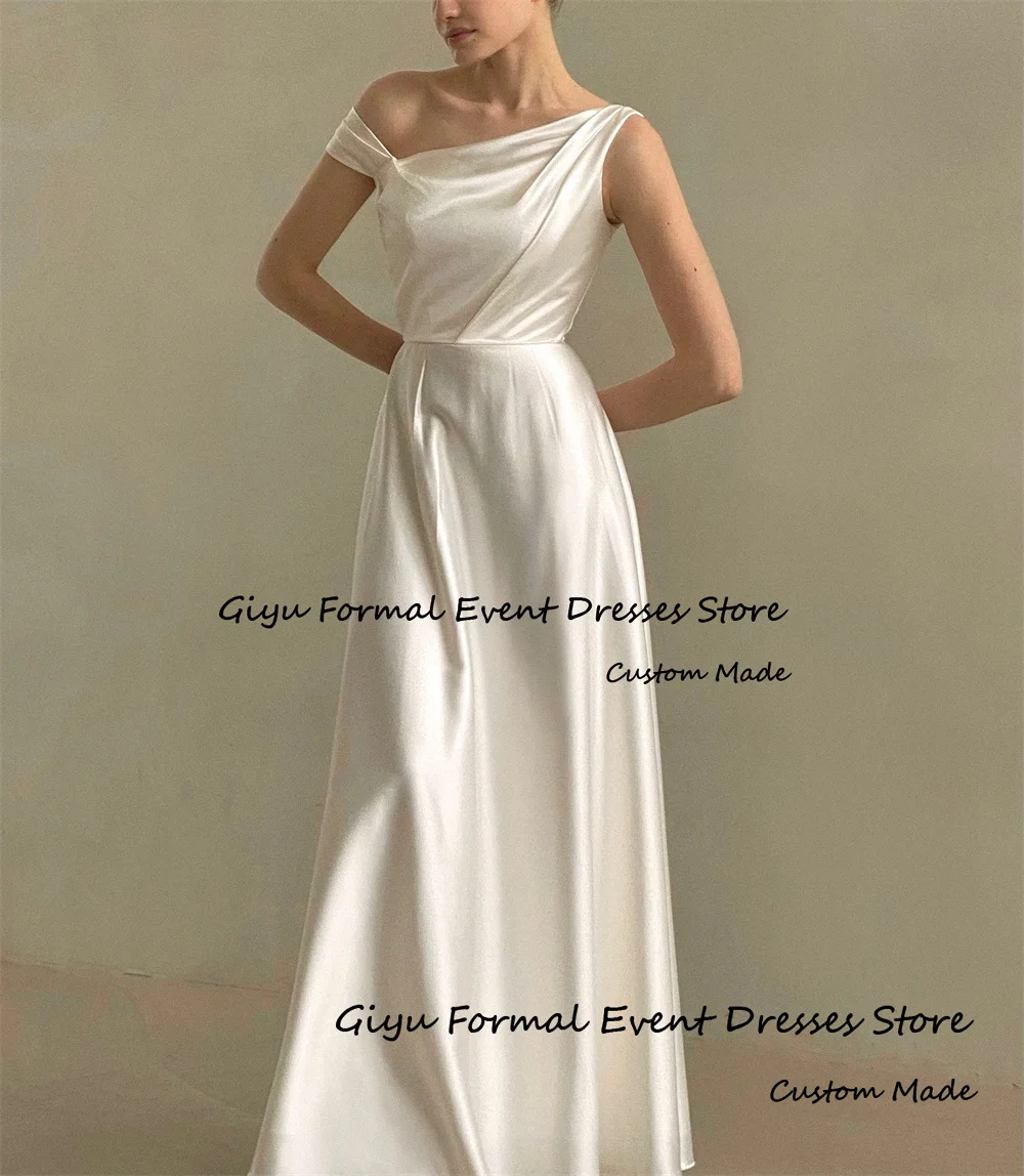 Giyu Simple A-line Korea Wedding Dress Photo Shoot One-Shoulder Floor-Length Evening Gown Dress Wedding Party Dress