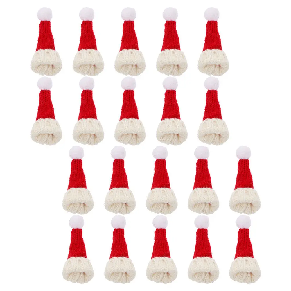 20Pcs Mini Santa Hat For For Christmas Crafts Christmas Decor Hats Hand Knitted Small Style Decorations Cozy Festive
