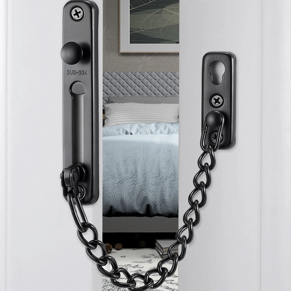 

2pcs Stainless Steel Door Chain Lock Anti Theft Durable Hard Door Lock Chain Reinforcement for Home Decoration