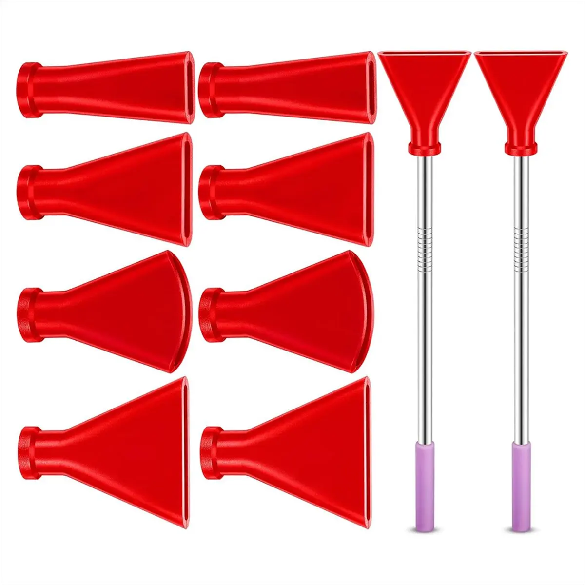 Acrylic Pouring Paint Supplies, Stainless Straw Blow Nozzles Set Red Acrylic Pouring Tool Set Metal+Plastic