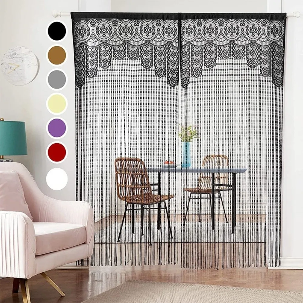 Boho Macrame Lace Door String Curtain Jacquard String Window Panel Room Divider Partition Curtain Curtain Decorations