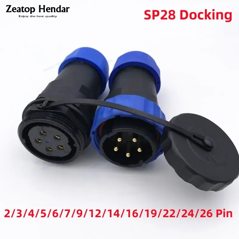 1Set Docking SP28 Waterproof 2 3 4 5 6 7 9 12 14 16 19 22 24 26 Pin Aviation Connector IP68 28mm Male plug and Female Socket