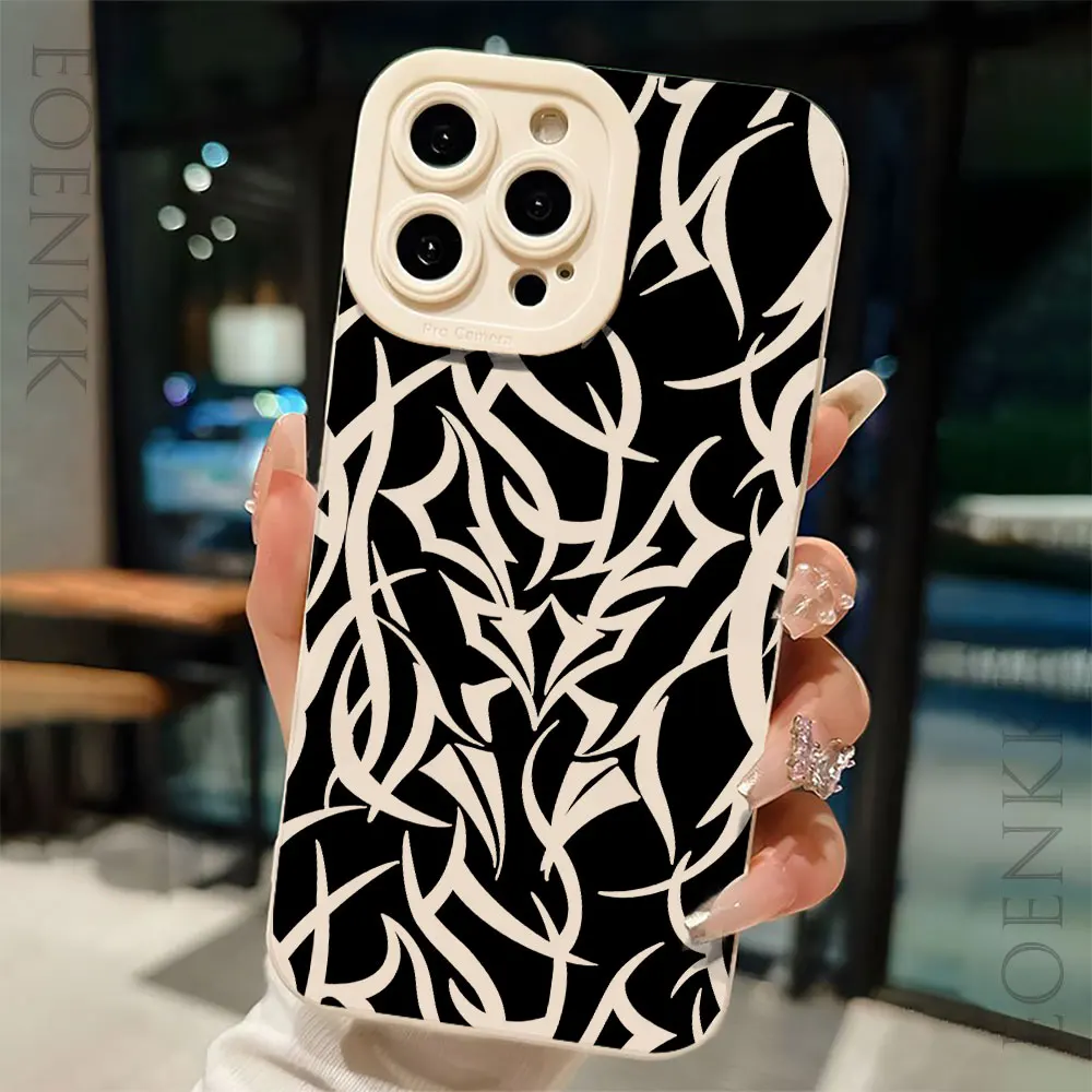 Art Clot Thorns Phone Cases For IPhone 15 Pro Max 11 12 13 14 Pro Max X XR XSMax 7 8 Plus Modern Artistic Silicone Bumper Cover