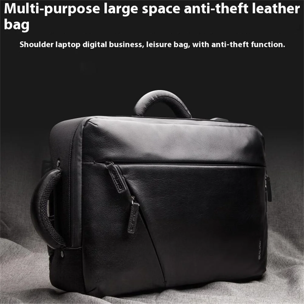 Picture 4: QIALINO Genuine Cow Leather Laptop Bag for Universal 15 Inch Notebooks Carrying Case with Anti-Theft Function
