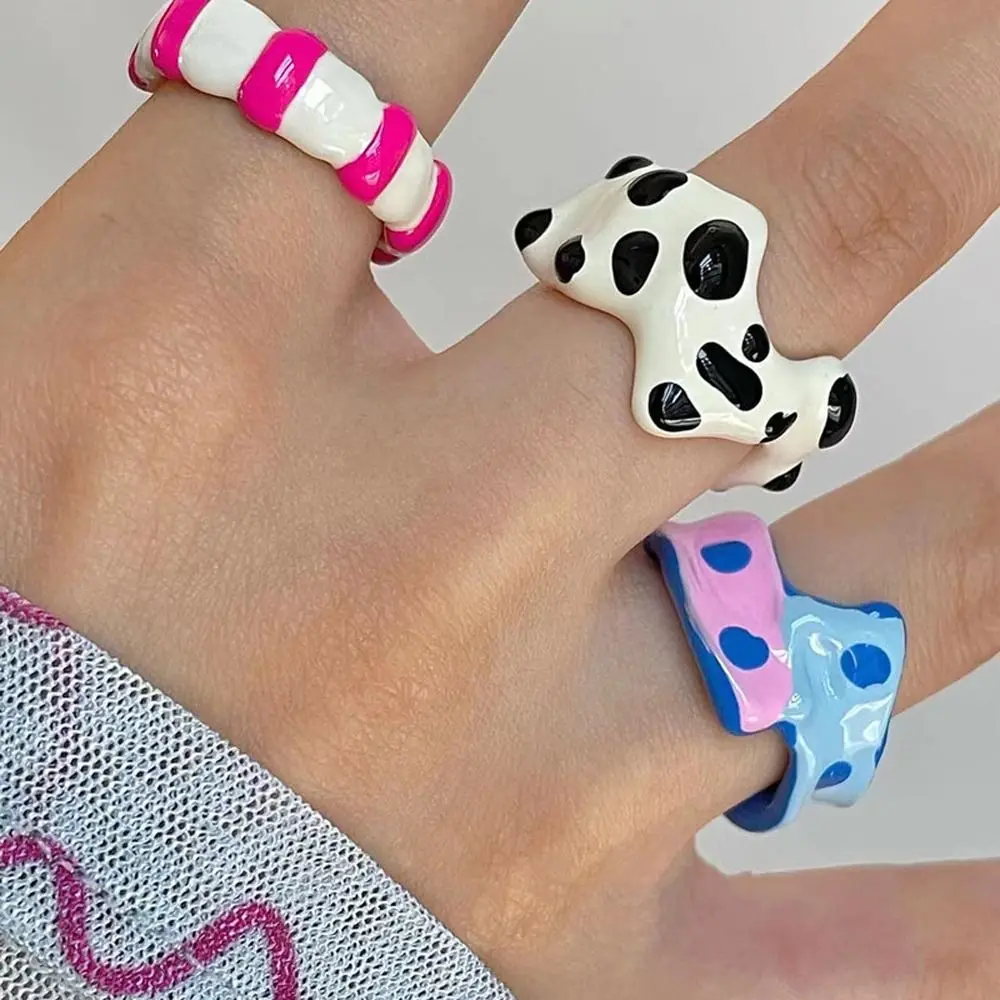 Ins Style Y2K Niche Design Stripe Girl  Gift Oil Dropping Process Fashion Jewelry Vintage Ring Women Ring Korean Style Ring