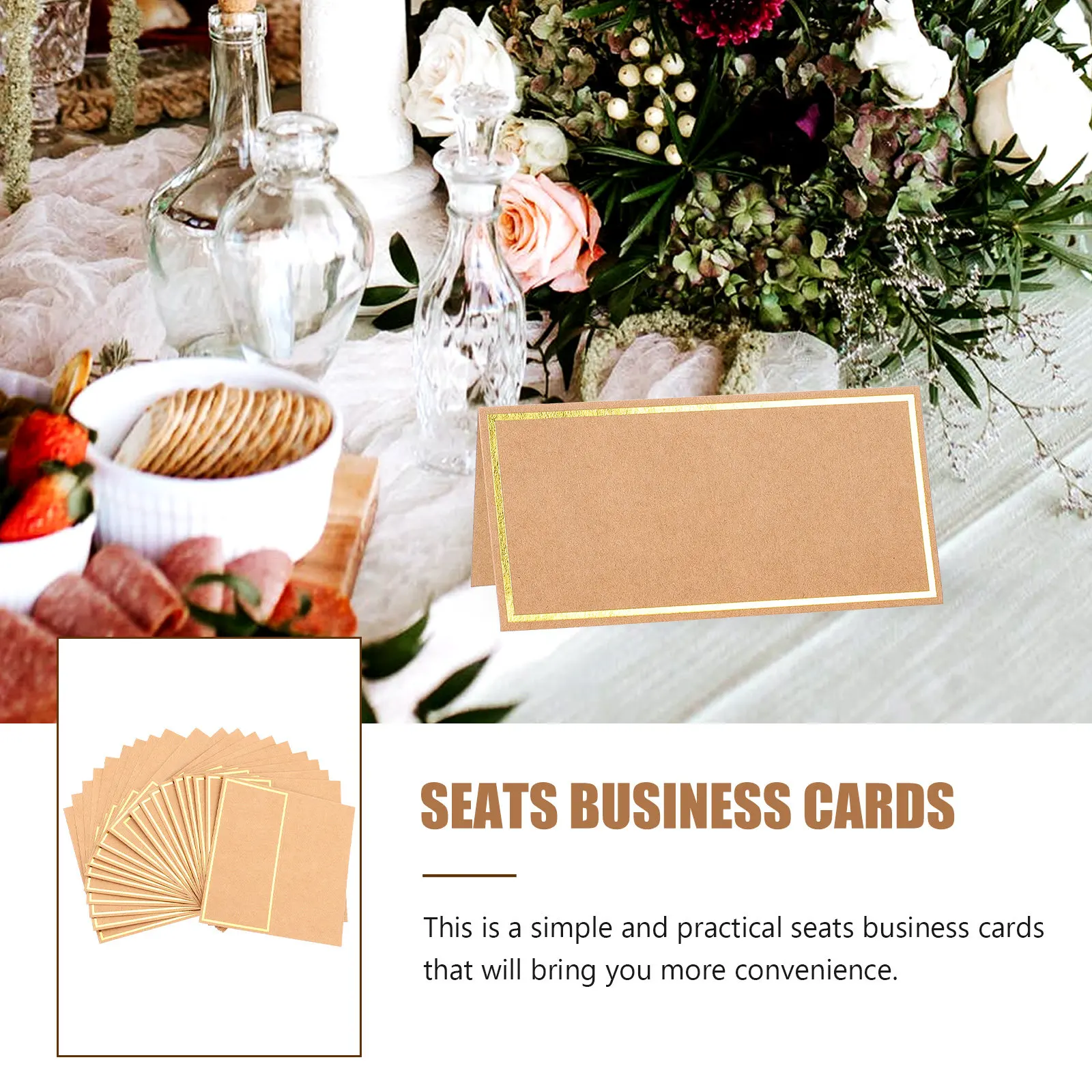 50Pcs Embossed Reserved Table Cards Blank Place Cards Wedding Banquet Party Name Tags Reserved Table Signs Wedding Signs Blank