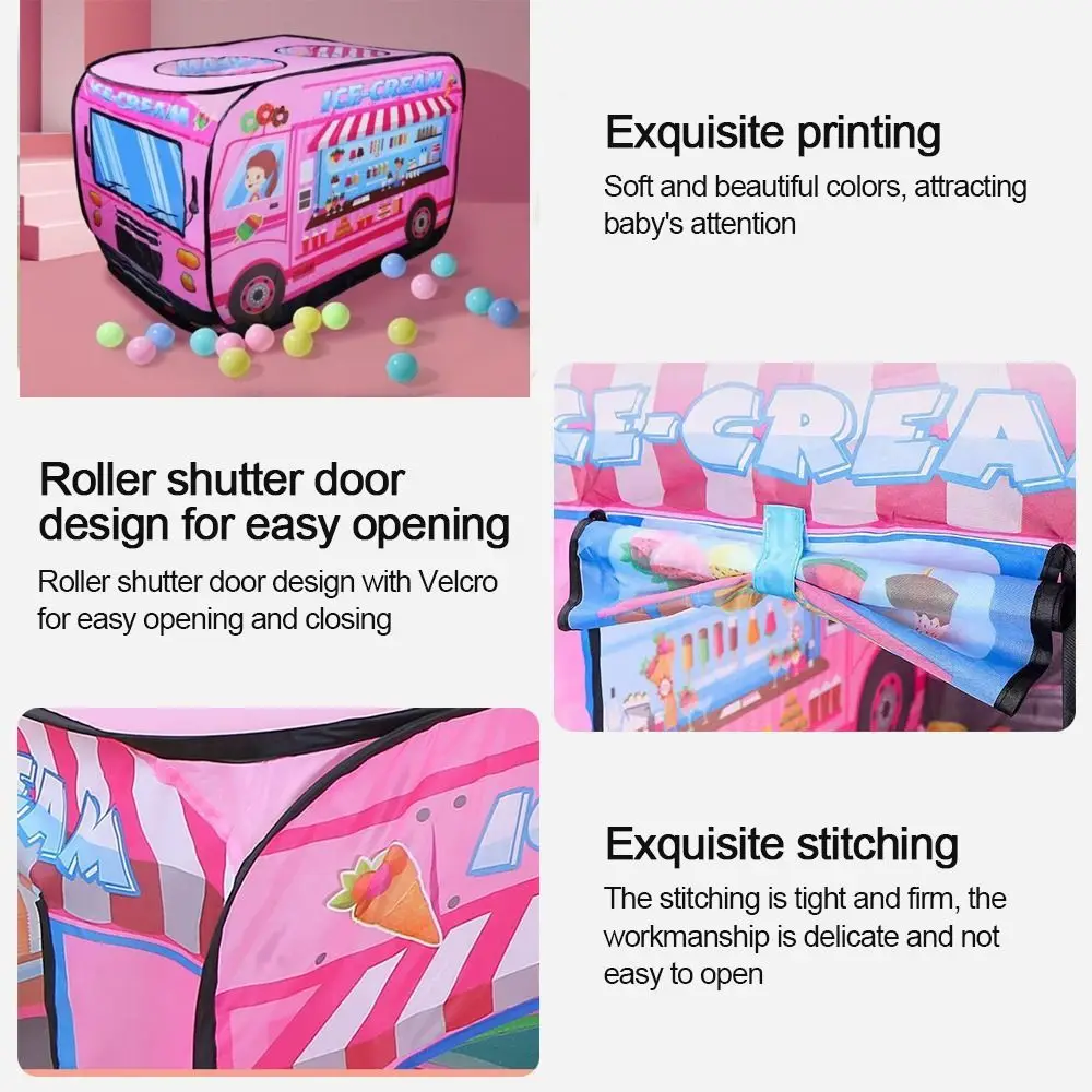 

Foldable Ice Cream Tent Tents Sturdy Children Play Tent Convenient with Carrying Bag Princess Castle House Indoor Outdoor