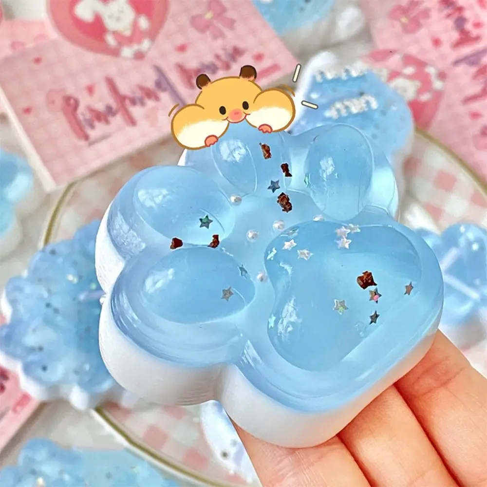 Funny Kneading Cat Paw Squeeze Toy Silicone Soft Donut Fidget Toy Cartoon Handmade Sea Salt Croissant Pinch Toy Children