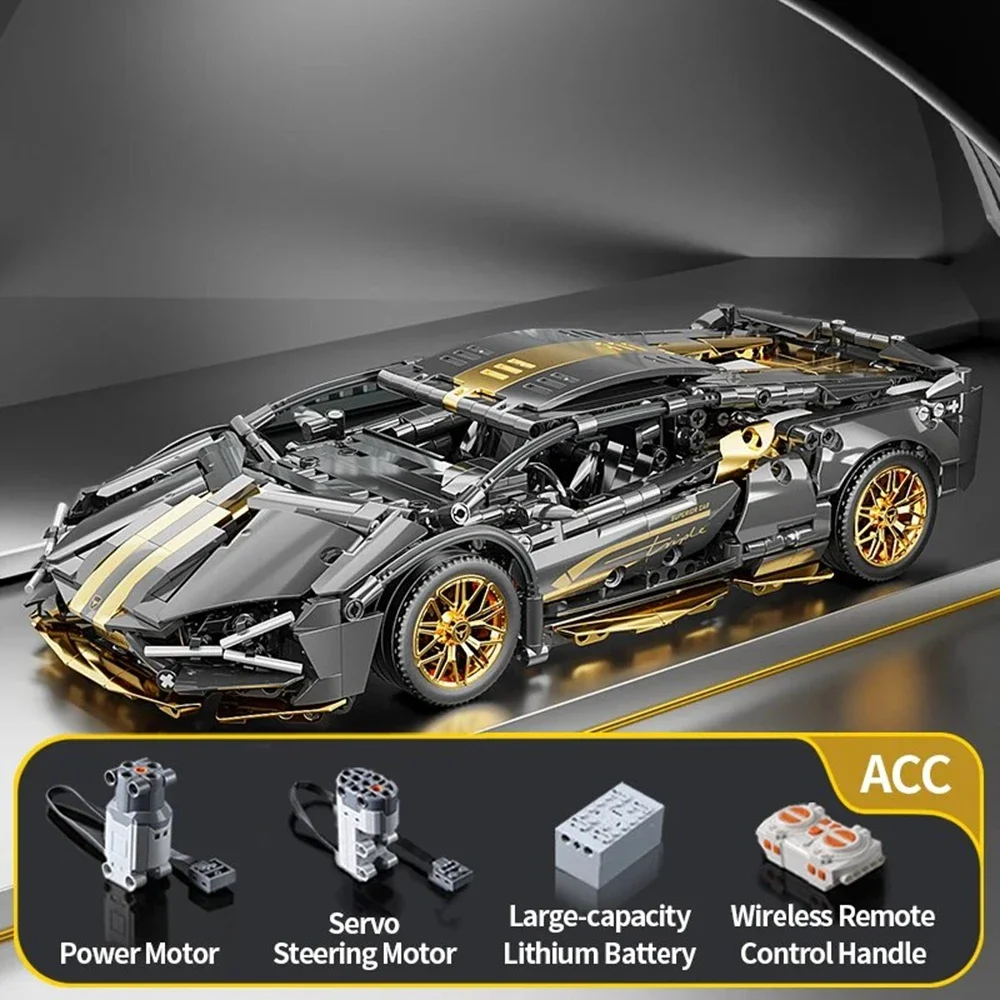 1314 Stuks Technologie 1:14 Zwart goud Supercar racing bouwstenen gemonteerd baksteen auto speelgoed cadeau voor jongens verjaardagscadeau