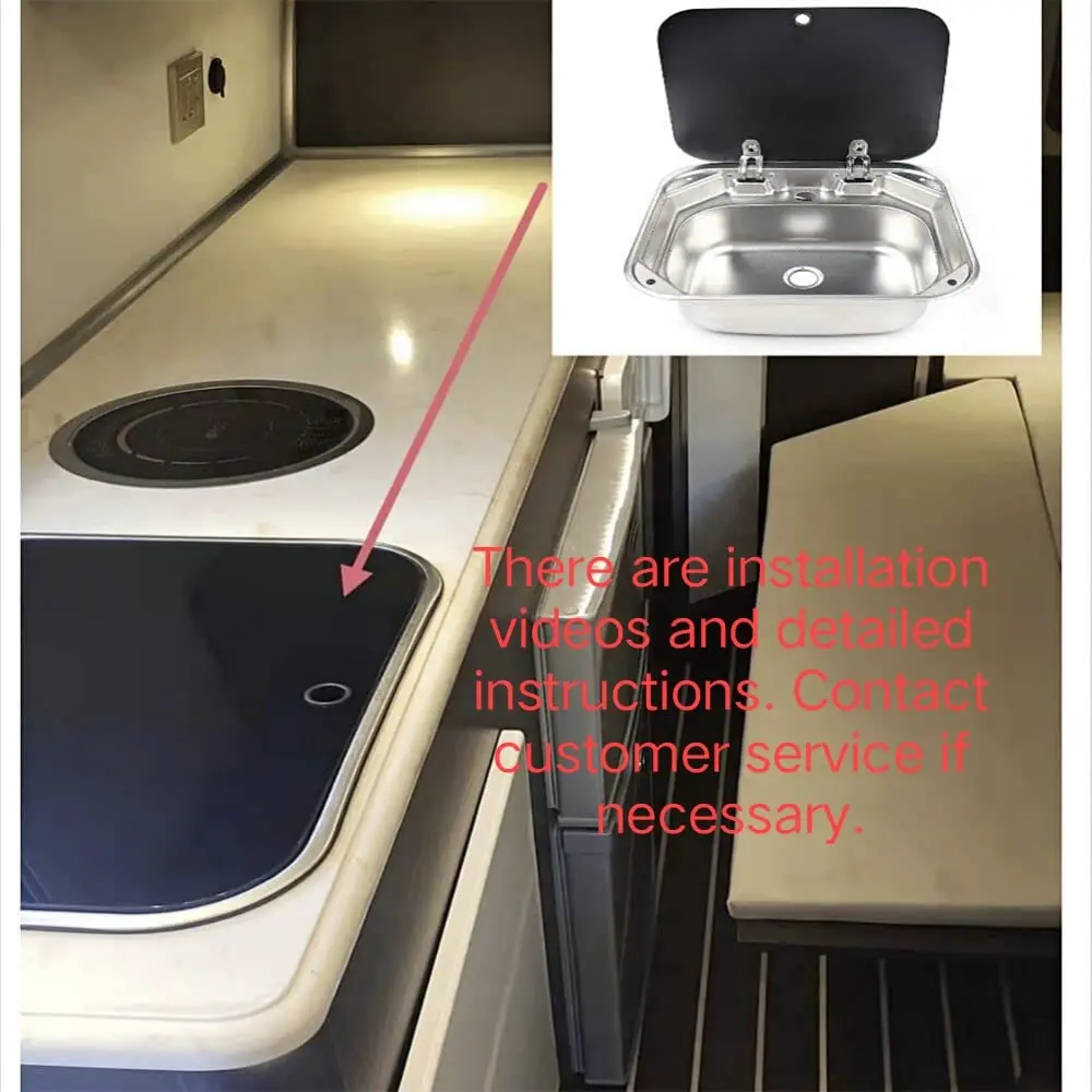 حوض المطبخ RV للمقهى مع صنبور قابل للطي وغطاء، وعاء واحد من الفولاذ المقاوم للصدأ، حوض غسيل يدوي مع غطاء لـ