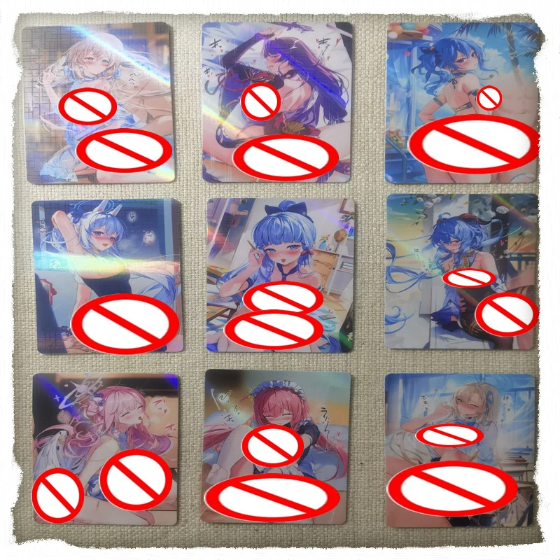 

New 9Pcs/set Anime Genshin Impact Ye Lan Ganyu Popular Doujin Character ACG Sexy Nude Card Toy Gift Game Comic Collection Card