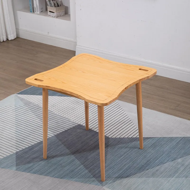 طاولة طعام متعددة الوظائف من الخشب الطبيعي مكونة من 4 مقاعد وطاولات مربعة حديثة لمنزل الرضاعة المسنين #1