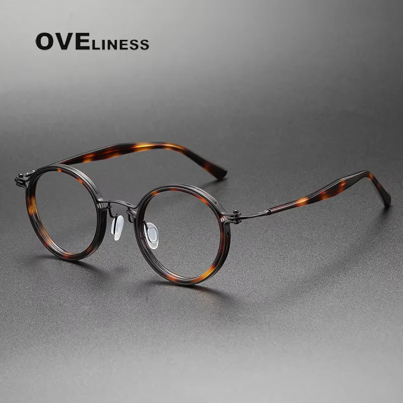 

Acetate Titanium Vintage Round Glasses Frame Men Eyeglasses Frames Women High Quality Korea Luxury Brand Eyewear spectacles