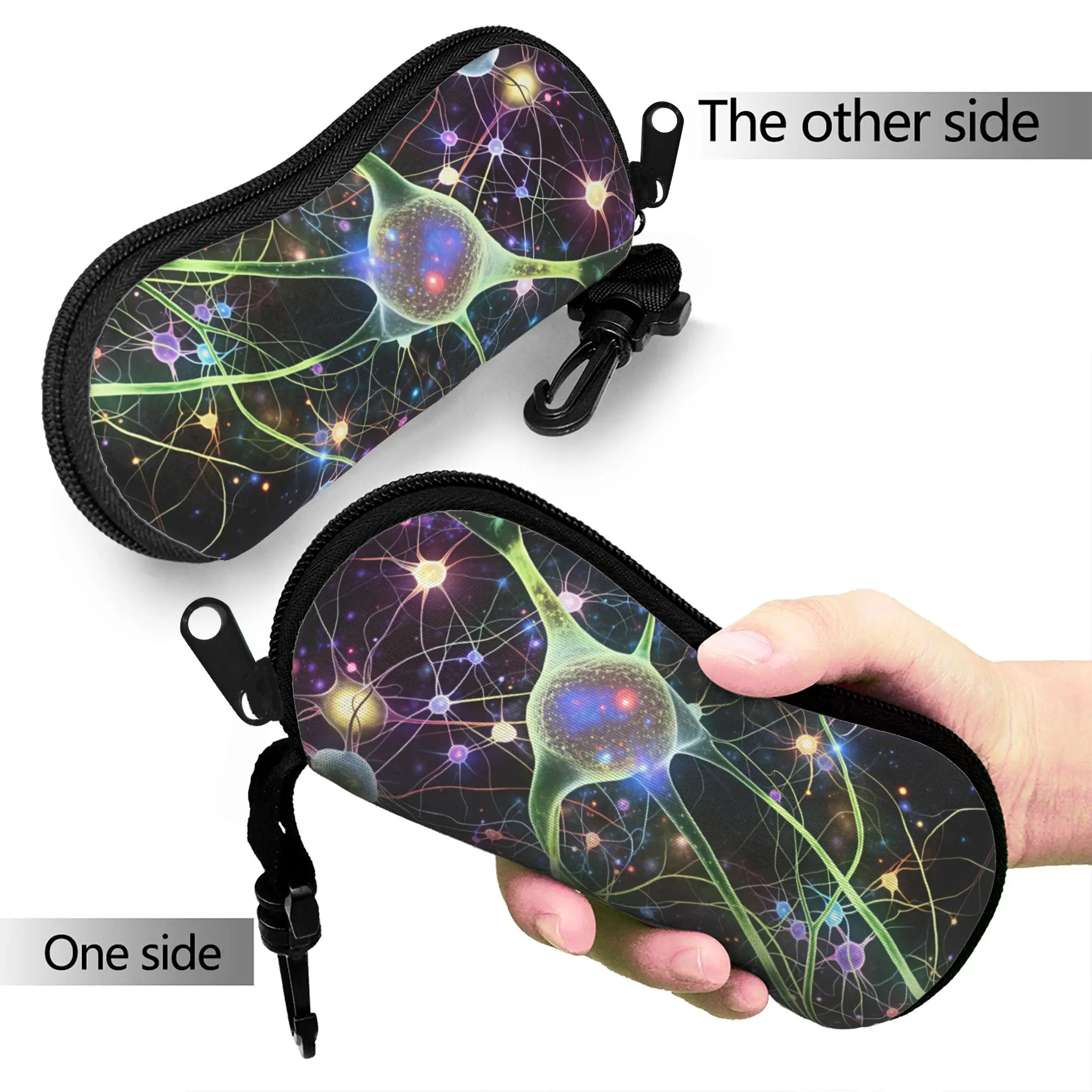 Neuro Brain Time! Let's Have Some Synapse Fun  Glasses Case Men Women  Sunglasses Pouch Retro Portable Eyewear Bag Daily