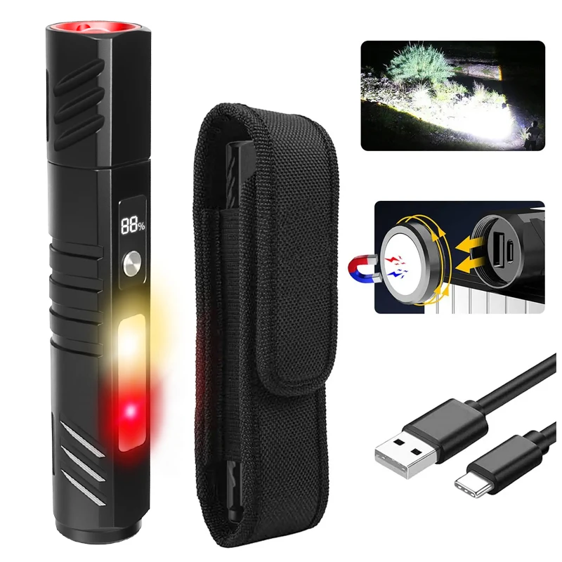 

Фонарик с магнитным зумом 1600LM, уличный водостойкий фонарь, внешний аккумулятор емкостью 2000 мАч, 7 режимов, фонарик для экстренной помощи в кемпинге и пеших прогулок