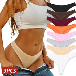 Women‘s Cotton Seamless Panties Sexy Low Waist Soft Comfortable Solid Color Thongs Fashion Girl Breathable Intimates G-String