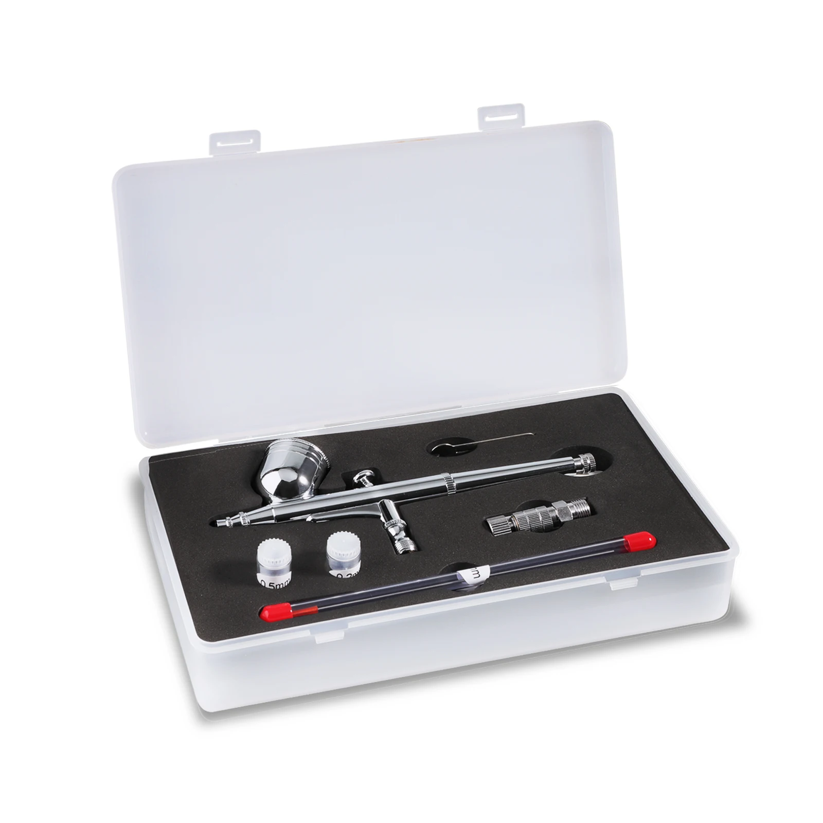 SAGUD Gravity Feed Airbrush Kit 0.2/0.3/0.5mm Nozzles Dual-Action Spray Gun Set for Hobby Painting Model Craft Nail Art & Makeup