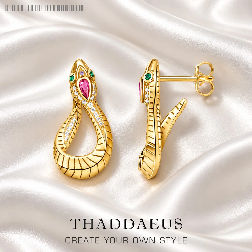 Hinged Hoop Earrings Snake Gold Europe Style Bohemia Good Fine Jewerly For Women New Seduction Gift In 925 Sterling Silver