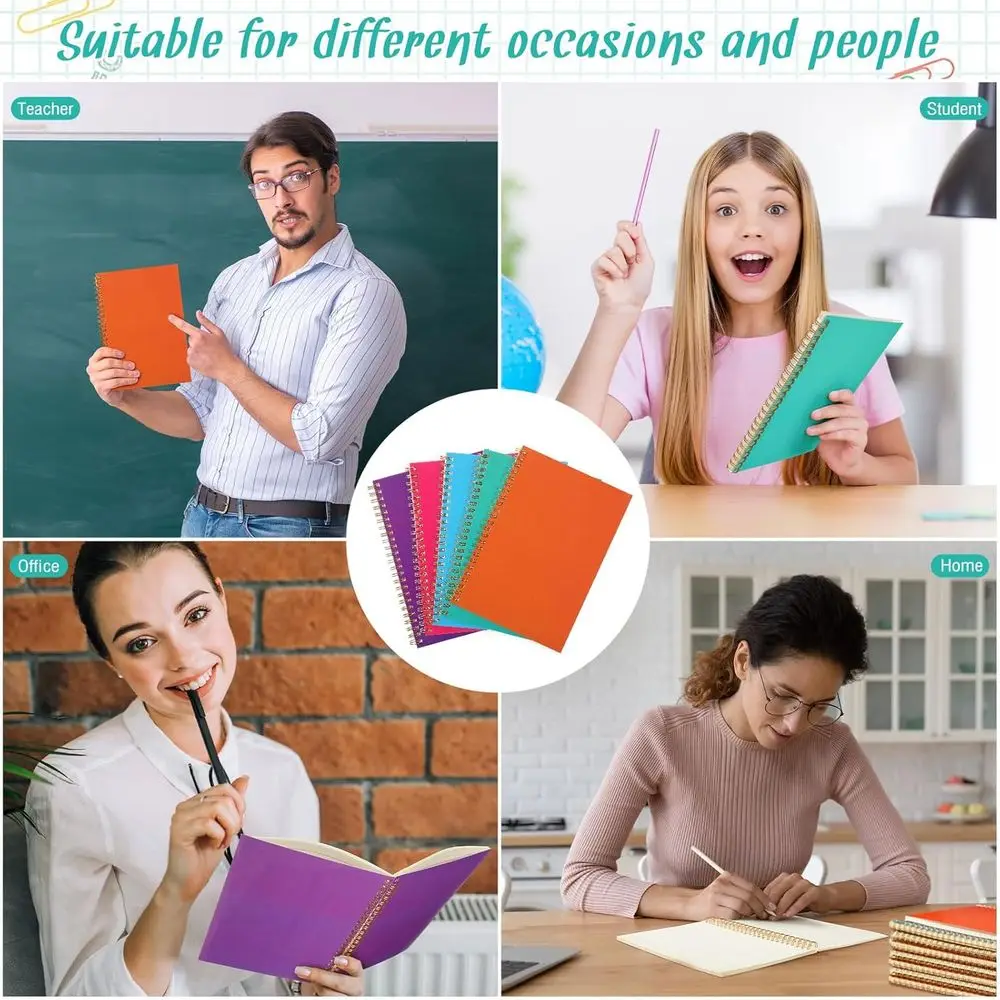 Bulk 100-Count A5 Spiral Notebooks, 8.3x5.5 Inches, College Ruled, 50-Sheet, Wide Ruled Journals, Ideal for School, Office, and