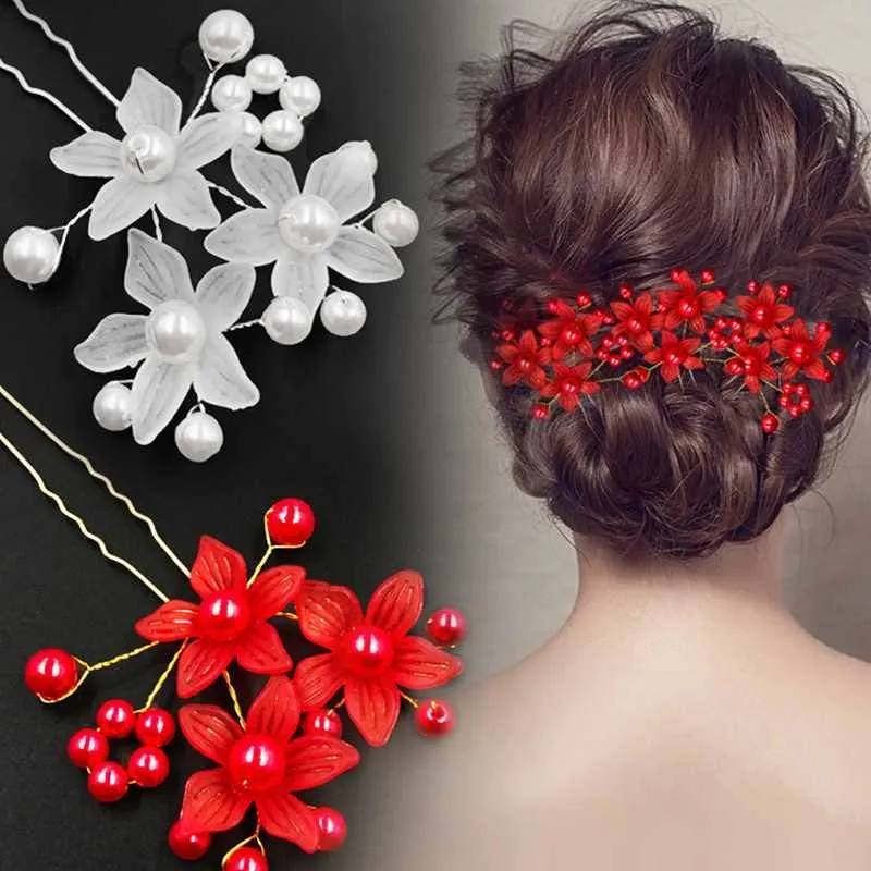 1/2/3PCS Bridal Hair Accessories Ideal For Wedding Beautifully Crafted Red And White Wedding Comb Pin Handmade