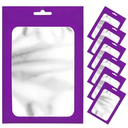 50pcs Purple Foil Pouches Zipper Hang Bags with Clear Window for Jewelry Display Packaging Self Sealing Reusable Mylar Bags