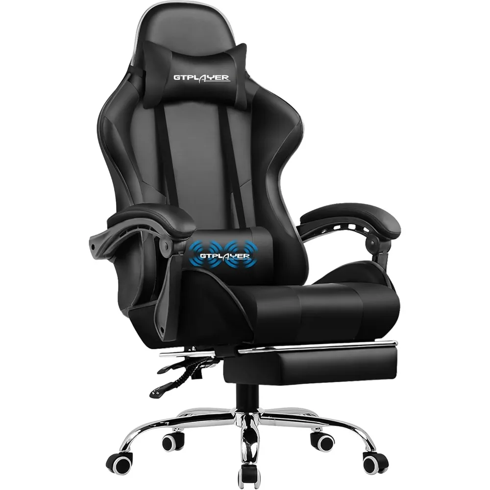 

Gaming Chair, Computer Chair with Footrest and Lumbar Support, Height Adjustable Game Chair with 360°-Swivel Seat and H