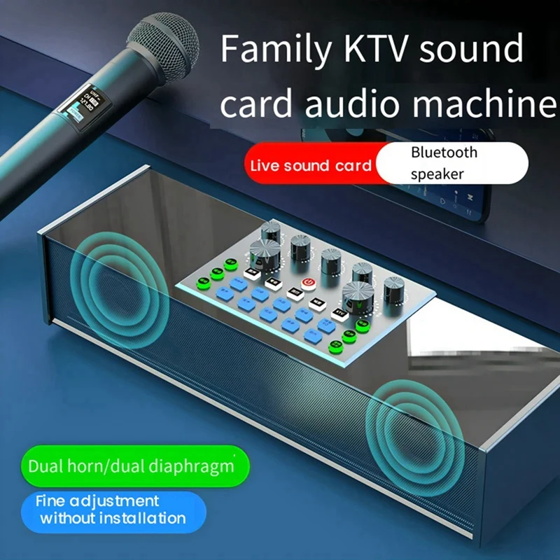 SY168 Sound Card Live Broadcast Speaker Multi-Functional All-In-One Portable Bluetooth Karaoke Machine For Singing