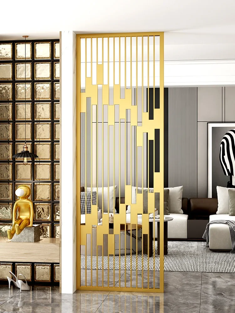 Stainless steel wrought iron screen living room hollow door modern simple entry