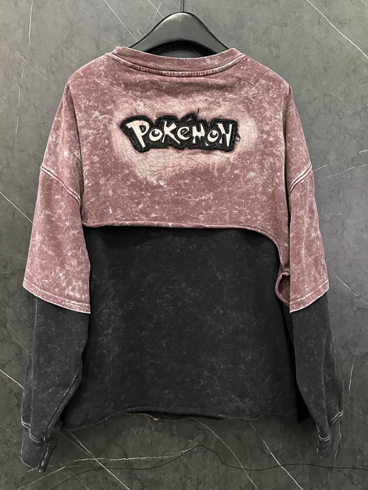 2025 New Spring Colorblock Faux Two-piece Long Sleeve Hoodie Top Cartoon Patch Embroidery O-neck Pullover Women Loose Sweatshirt