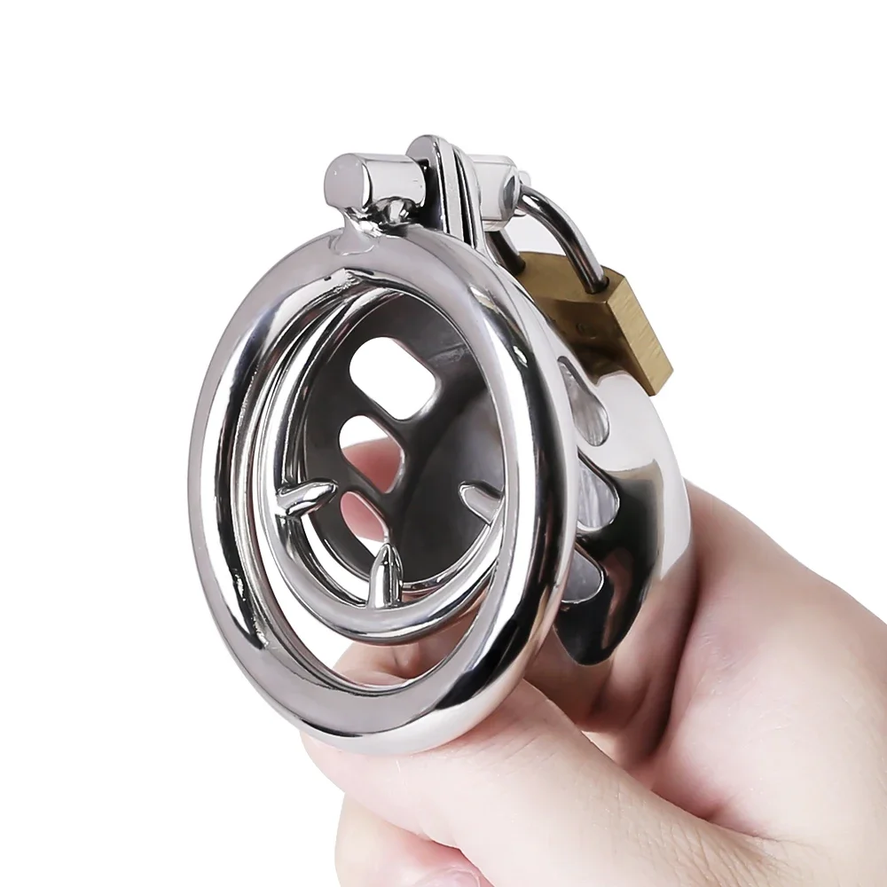 BEST SELL bdsm Bondage Spiked Cock Ring Stainless Steel Metal Male Chastity Cage Penis Massager For Men Masturbation Sex Toys