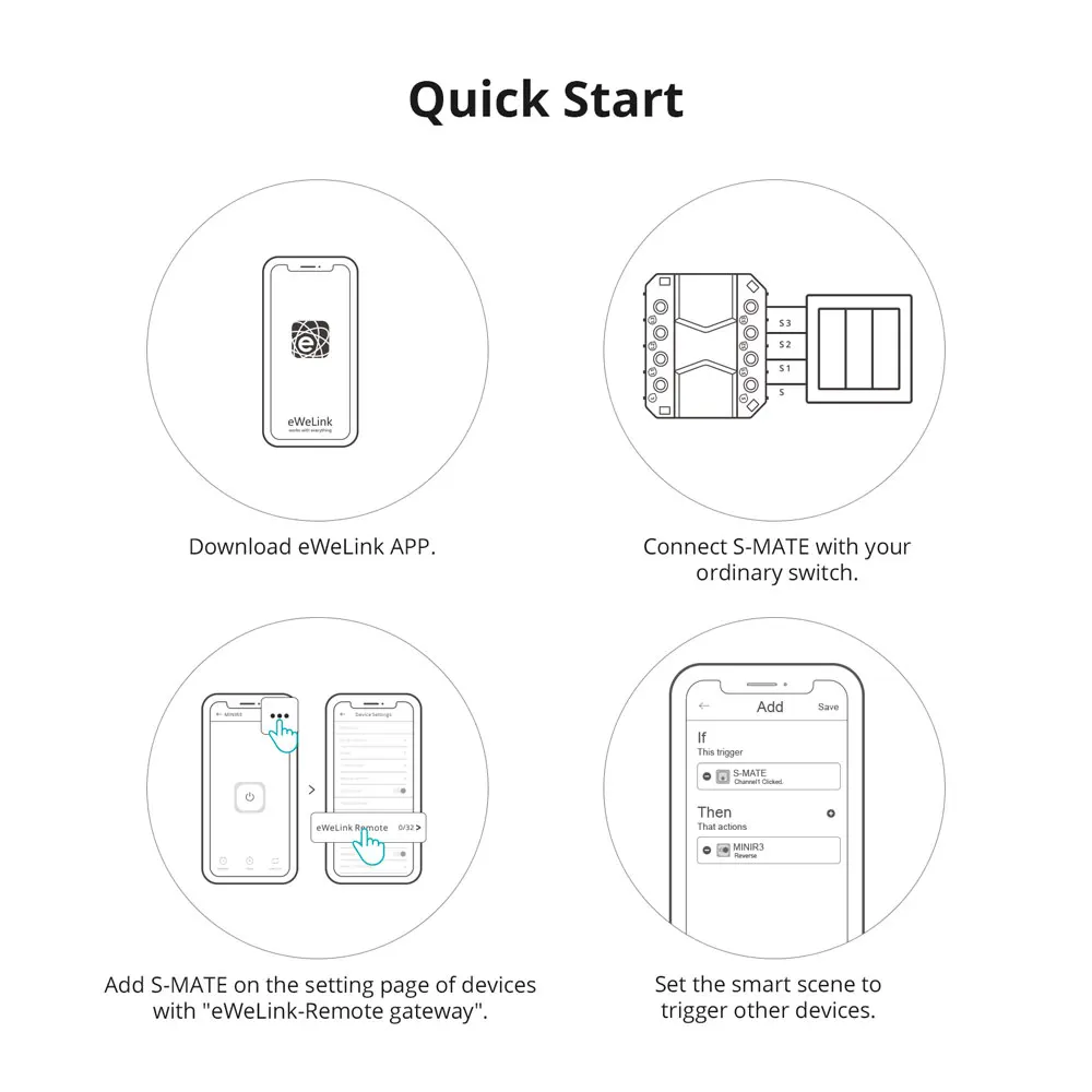 Смарт-переключатель SONOFF S-MATE 16A Mate REST API без нейтральной линии с MINIR4 eWeLink-пульт дистанционного управления через eWeLink Alexa Alice