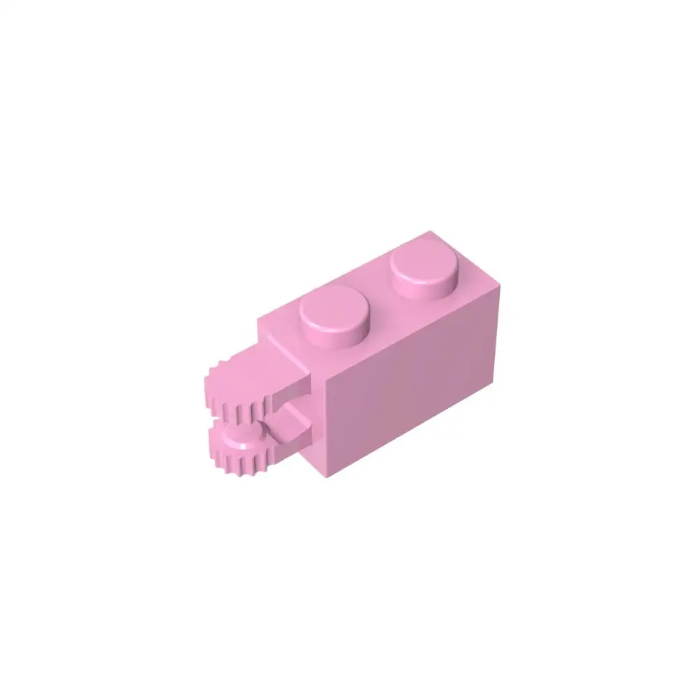 Gobricks 1 pièces brique de charnière MOC 1x2 verrouillage avec 2 doigts extrémité horizontale 9 dents Compatible avec les pièces de brique modèle 30540 54672