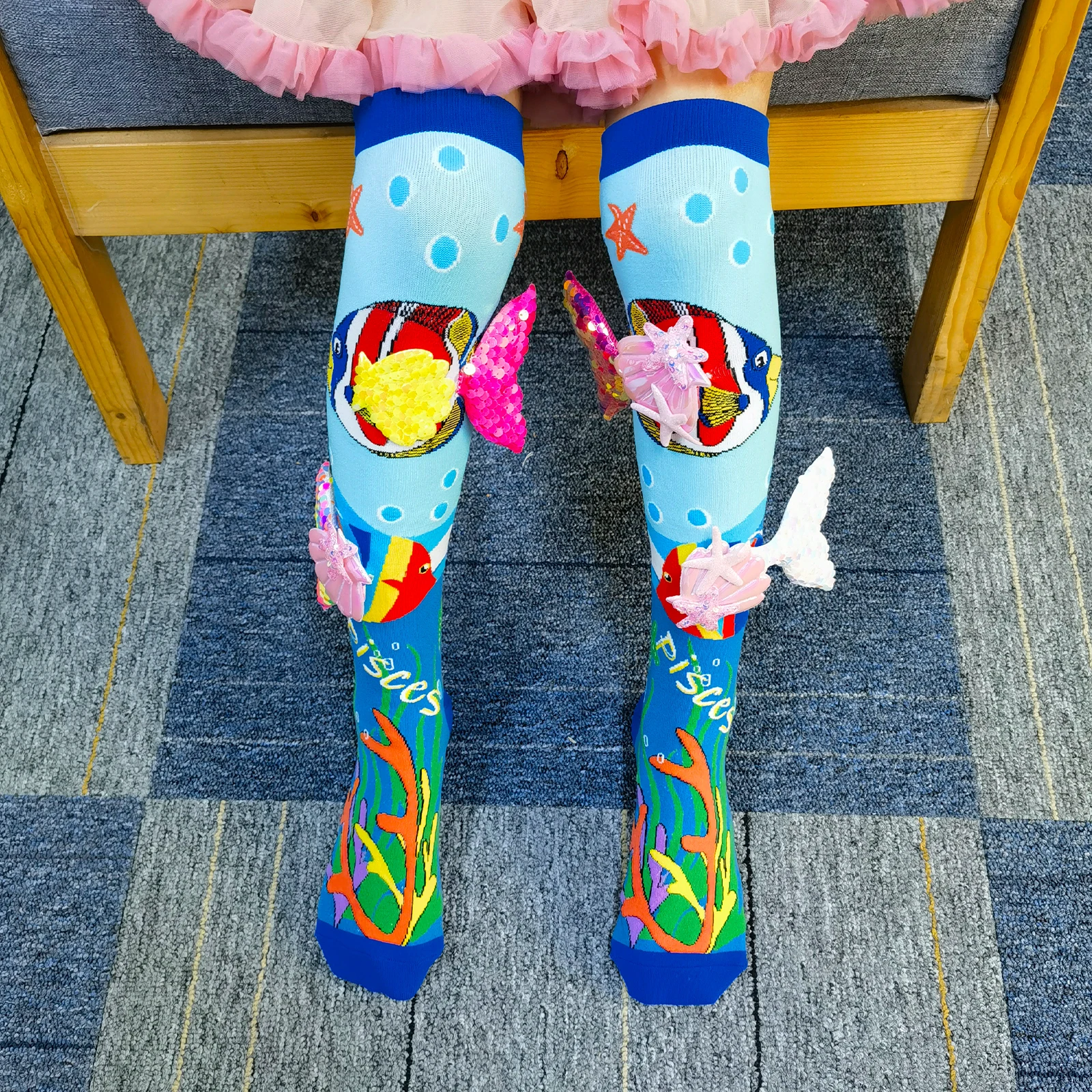 3D girls' novel socks, fun children's high tube socks, cute girls' knee socks