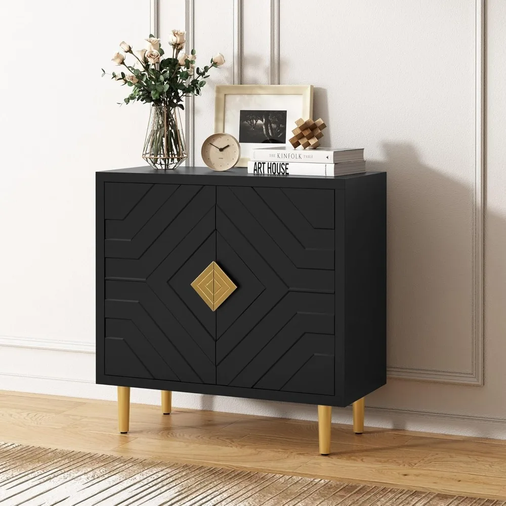 

Sideboard Storage Cabinet with 2 Doors, Accent Cabinet with Decorative Embossed Pattern Doors, Sideboard Buffet Cabinet for Dini