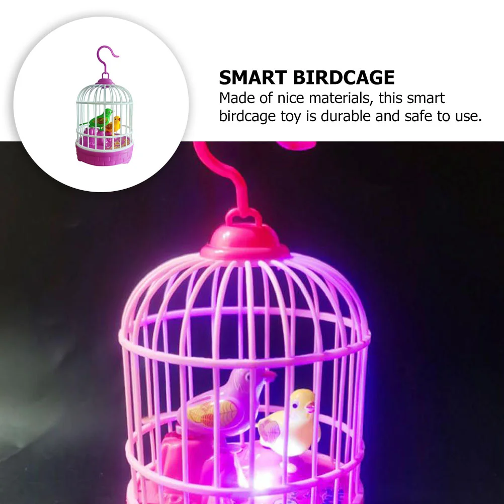 Luminous Birdcage for Children, Simulação Luminosa, Small Gift, Cantando, Artificial Birthday, Plástico Engraçado, Smart Glowing Sound, Ativar