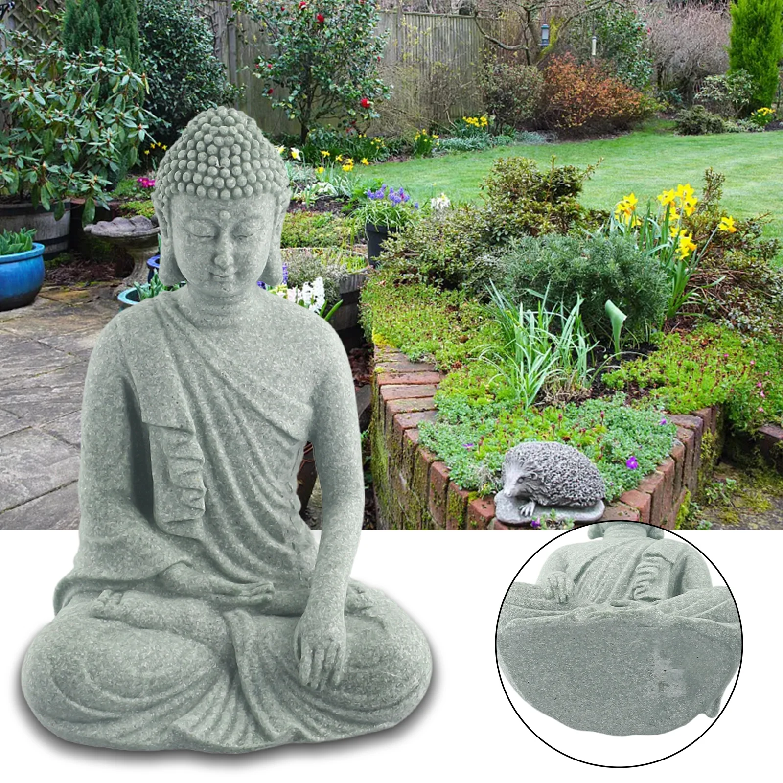 1pc Sitting Buddha Ornament Zen Resin Statue Garden Decoration Home Decoration Bathtub Decoration DIY 4cmx8cmx12cm