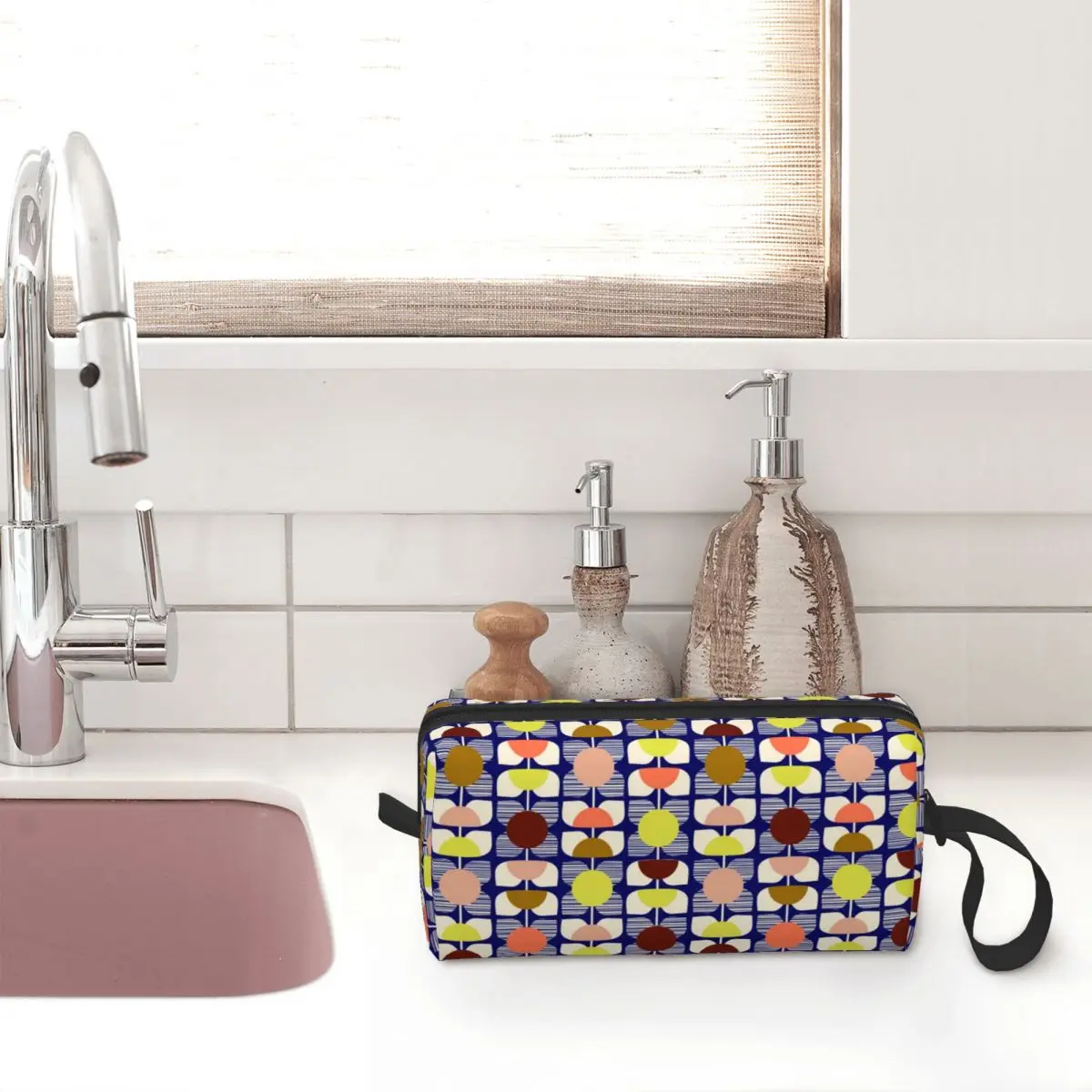 Orla Kiely-neceser cuadrado personalizado con estampado de flores, bolsa de aseo múltiple, organizador de maquillaje y cosméticos, bolsas de almacenamiento de belleza para mujer, Kit de caja Dopp