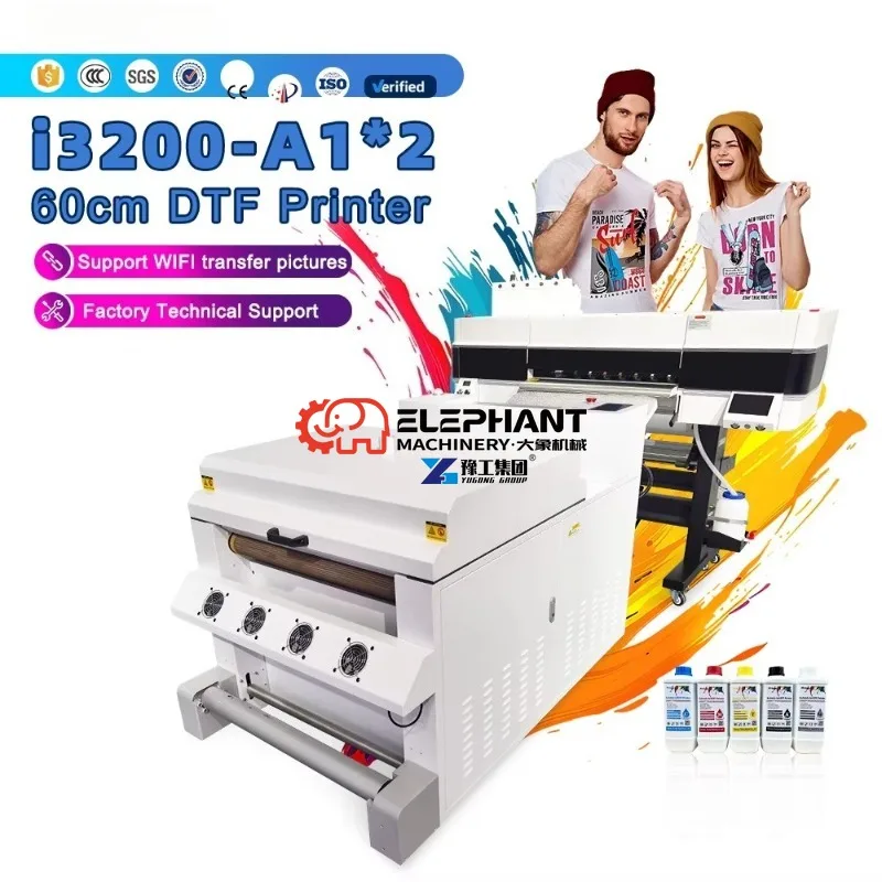 Hot Sale DTF Pro 2 Heads Tshirt Printing Machine Auto Clean and Circulation USB Phone Connect Wifi Dtf Printer