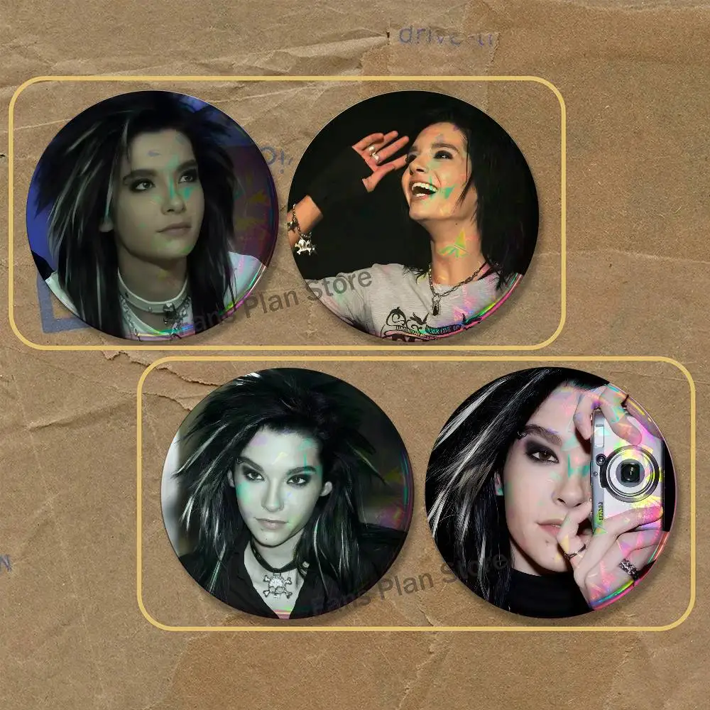 Singer B-Bill Kaulitz 2-piece Set Enamel Pins Cartoon Anime Badge Fashion Jewelry Accessories Round Snap-in Brooch On Backpack