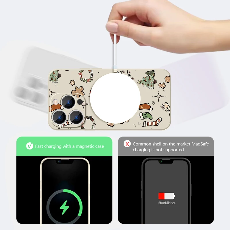 아이폰 17 프로 맥스 케이스 마그네틱 마그세이프 호환 진저브레드 크리스마스 케이스 아이폰 16 프로 맥스 14 13 12 11 16E 에어용