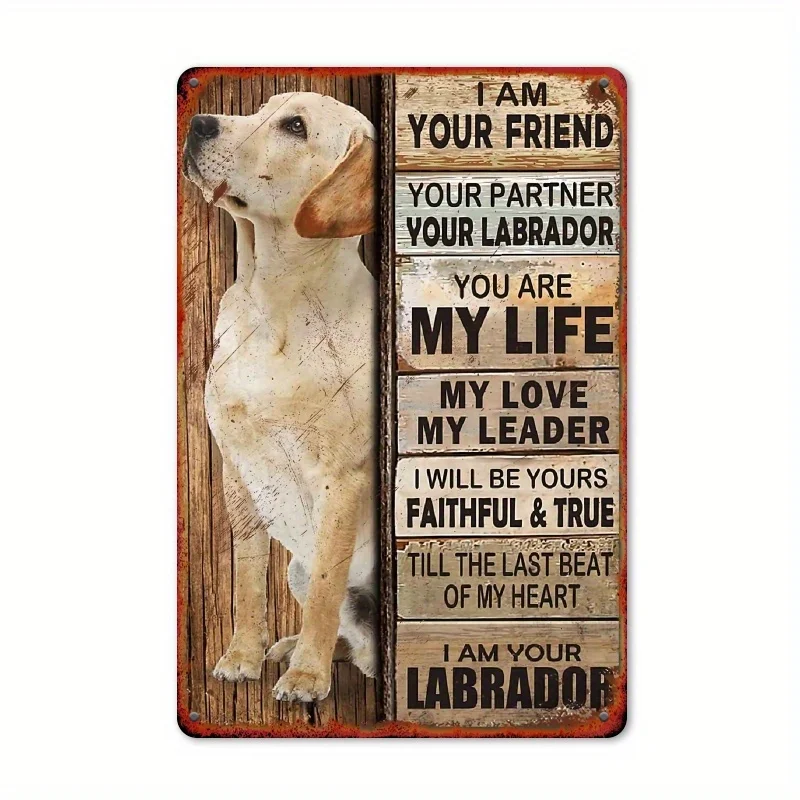 Labrador theme design, flat print vintage metal sign, square iron hanging picture, wall decoration, suitable for kitchen, home