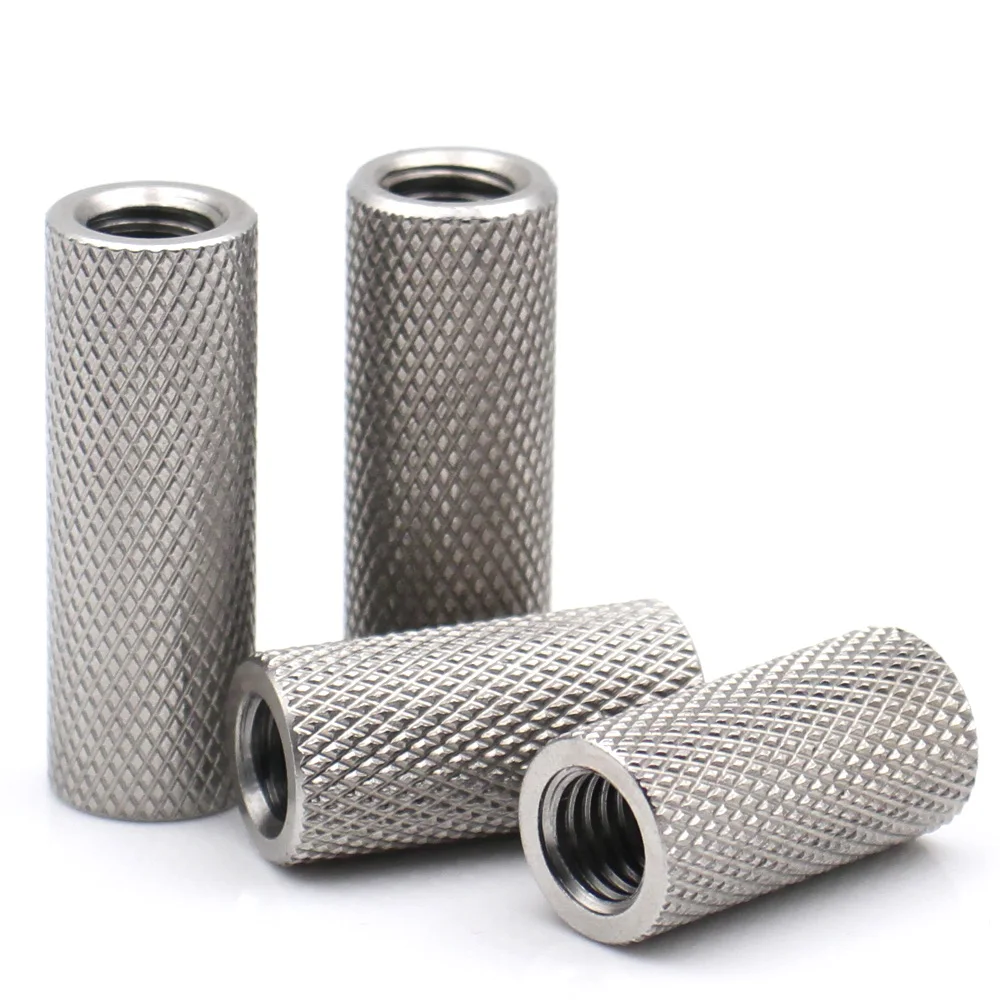 304 Stainless Steel Knurled Long Flat Head Nuts Cylinder Hand Tight Thumb Nut Hardware Fasteners M2-M12